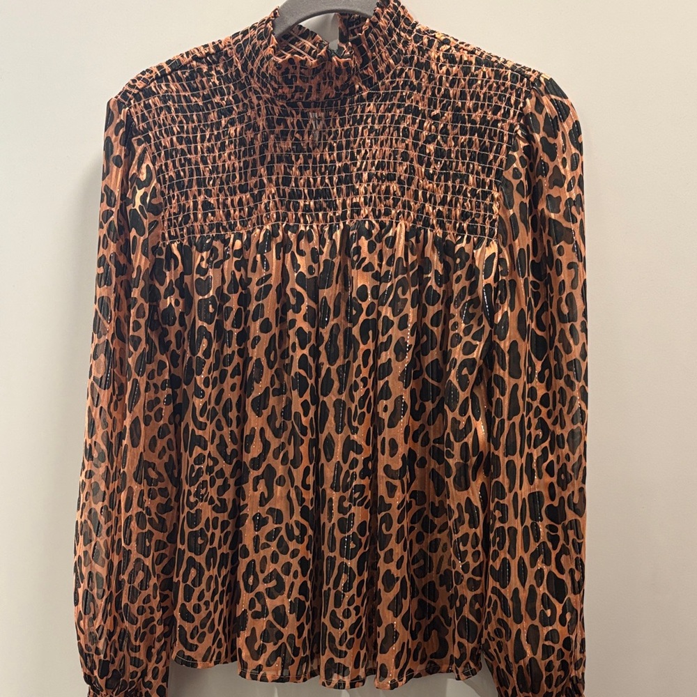 Scotch & Soda Animal Print Smocked Blouse
